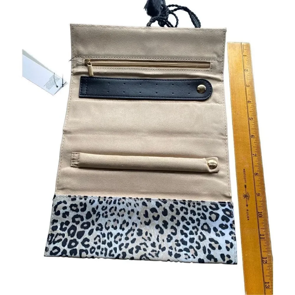 Chicos Travel Jewelry Roll Leopard Print New with tags